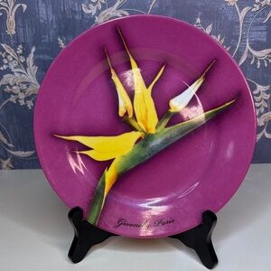 Vintage Givenchy Paris Flower Porcelain 8" Plate  "Bird of Paradise"